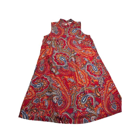 J.Jill Paisley A-Line Midi Dress XSP Keyhole Back Shell Buttons Multicolor - Picture 1 of 9